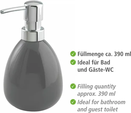 Miniatura 4 de WENKO Dispensador de jabón de manos de cerámica para baño, dispensador de jabón líquido recargable, encimera, botella con bomba para cocina y baño