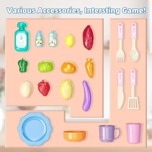 Miniatura 6 de Doloowee - Juguetes de fregadero de cocina con cambio de color, juguete de lavavajillas eléctrico para jugar con agua corriente para niños de 3 a 5
