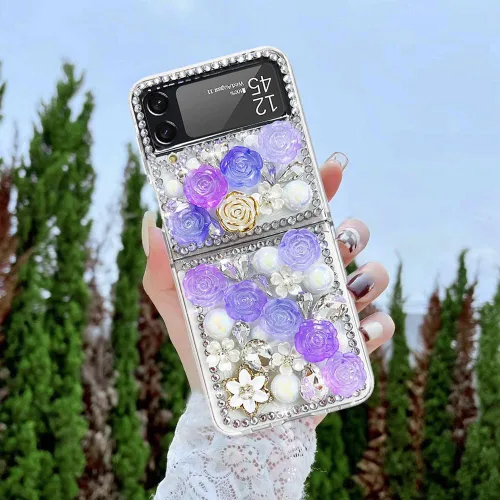 Miniatura 2 de Funda para Samsung Galaxy Z Flip 3 con purpurina, bonita funda transparente con diseño, brillante, reflectante, con destellos, cubierta de teléfono