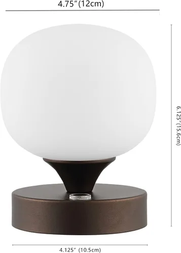 Miniatura 3 de JONATHAN Y JYL7112A - Lámpara de mesa LED recargable moderna de bronce aceitado de 6.13 pulgadas, pantalla de vidrio blanco esmerilado, luz táctil