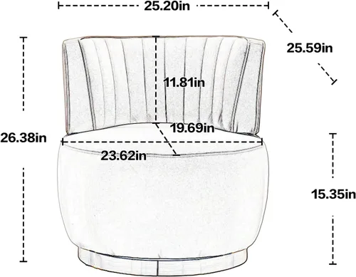 Miniatura 2 de SLEERWAY Silla giratoria de 360°, moderna silla decorativa redonda de terciopelo, cómoda silla pequeña tapizada con base de metal dorado para sala