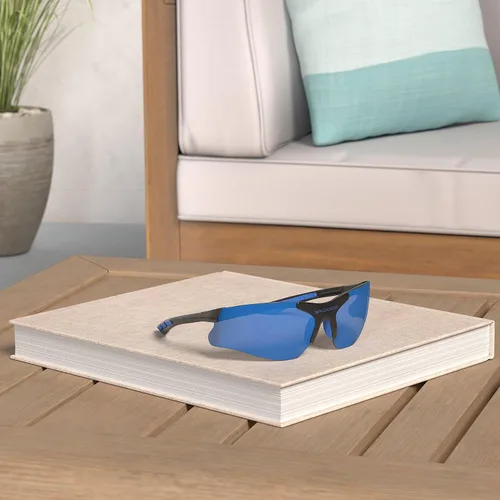 Miniatura 2 de Gafas de sol deportivas polarizadas para niños y niñas, gafas de béisbol y sóftbol, montura TR90 Negro Espejo azul hielo