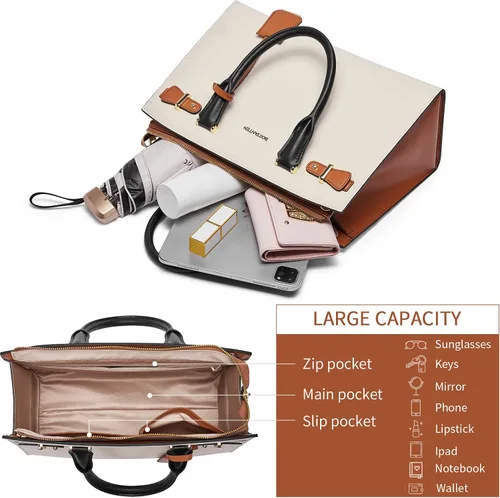 Miniatura 4 de BOSTANTEN Bolso de cuero para mujer, bolso de diseñador con asa superior, bolso cruzado, Bolsas colgantes de cuero para mujer