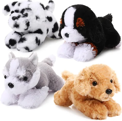 Miniatura 7 de Paquete de 4 Peluches de Perro de 8 Pulgadas Juguetes de Peluche de Animales Perro Suave Almohada de Juguete de Peluche Perro Conjunto de Cachorro