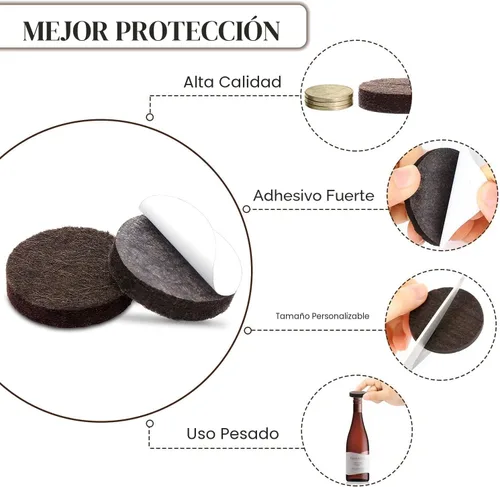 Miniatura 3 de Yelanon Almohadillas de fieltro para muebles, 56 unidades (1+2 pulgadas), almohadillas de fieltro de alta calidad para patas de silla, protectores
