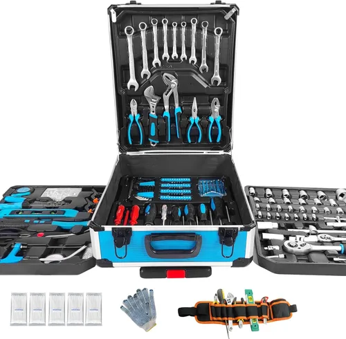Miniatura 8 de Arcwares Juego de herramientas de 799 piezas con maletín de aluminio en plata, juego de reparación para el hogar, juego de herramientas manuales Azul