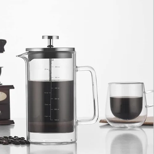 Miniatura 2 de Cafetera francesa de pared doble del vidrio de Borosilicate a prueba de calor del fabricante de café
