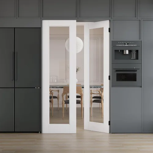 Miniatura 32 de WINSTELLAR - Losa de puerta de vidrio transparente preconstruida de 18 x 80 pulgadas, 3-Lite, puertas interiores pintables para el hogar