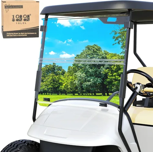 Miniatura 11 de 10L0L Parabrisas para carrito de golf EZGO TXT a gas y eléctrico 1995 en adelante, plegable, anti-UV y resistente a los impactos, Transparente