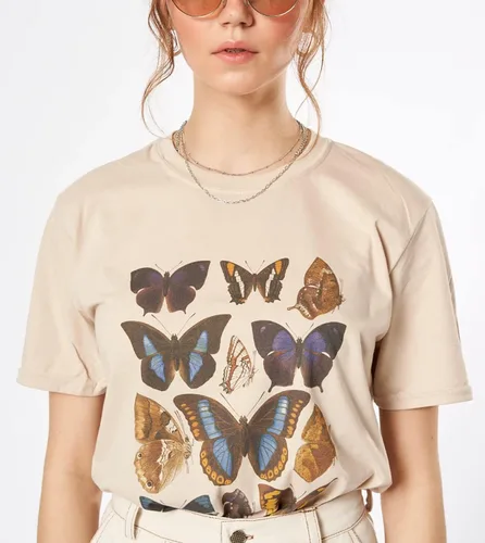 Miniatura 5 de Meladyan Camiseta holgada de manga corta con cuello redondo y estampado gráfico para mujer
