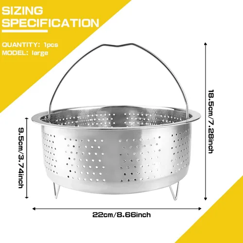 Miniatura 2 de Estante de vapor de metal con asa, cesta de vapor de acero inoxidable, cesta de cocción de arrocera, cesta de vapor para cocina, bollo de albóndigas