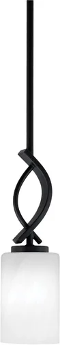 Miniatura 90 de Toltec Lighting Cavella Stem Colgado Mini colgante, acabado grafito, vidrio de muselina blanca de 4 pulgadas