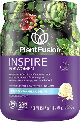 PlantFusion Inspire Plant Proteína en polvo para mujeres, proteína baja en carbohidratos en polvo para apoyo muscular magro, keto, sin gluten, sin