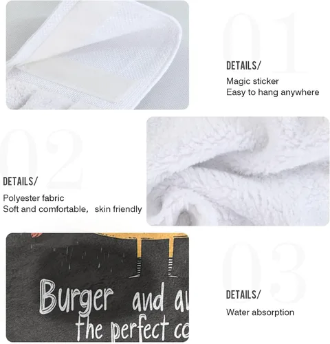 Miniatura 5 de Toallas de cocina colgantes para baño, lindas hamburguesas simples, gasolinera, estilo retro, juego de 2 toallas de Navidad para cocina