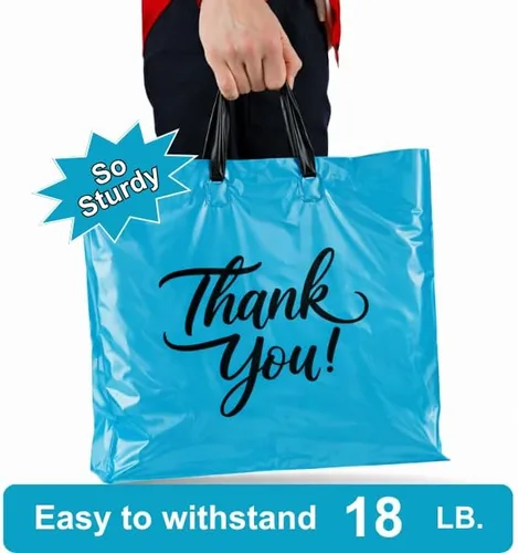 Miniatura 4 de Infinite Pack Bolsas grandes de mercancía de agradecimiento con asa de lazo, bolsa de boutique brillante, refuerzo inferior de 3 pulgadas y 3 mil
