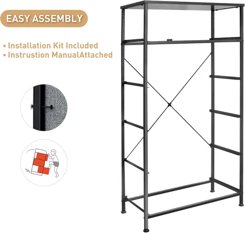 Miniatura 9 de Mifuro - Cómoda alta para dormitorio, torre organizadora de almacenamiento vertical con 6 cajones, cómoda con contenedores de tela, marco de acero
