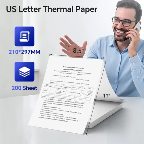 Miniatura 5 de iDPRT Papel de impresora térmica MT610 de 8.5 x 11 pulgadas para MT610 Pro, D810, M08F, M832, M08E, A285M, A80, A81, PR20, A40, iDPRT HPRT PRT Papel