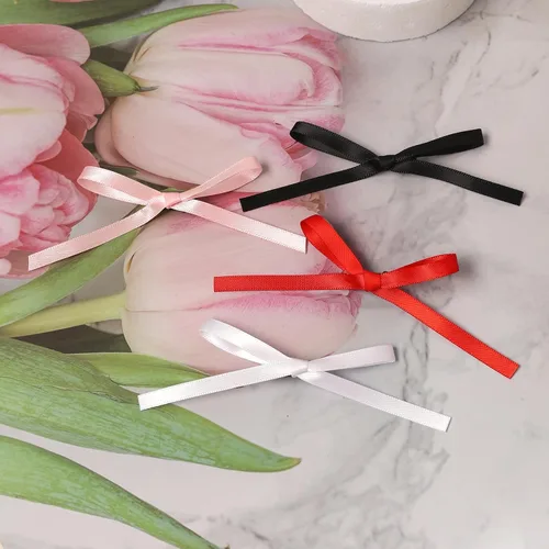 Miniatura 3 de Pinzas para el cabello con lazo para mujeres, cintas para el pelo para mujeres y niñas, lazo de satén beige, bonitos clips de lazo pequeños