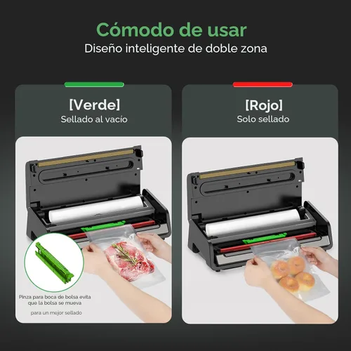 Miniatura 6 de FRESKO Selladora de Alimentos al Vacío con Detección Automática de Bolsas, Doble Sellado Térmico, Almacenamiento Integrado de Rollos de Bolsas