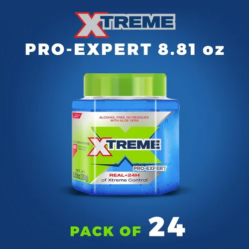 Miniatura 2 de Gel de peinado Xtreme Pro-Expert Azul, 24 horas de control extremo con aloe vera, frasco de 8.81 oz (paquete de 24)