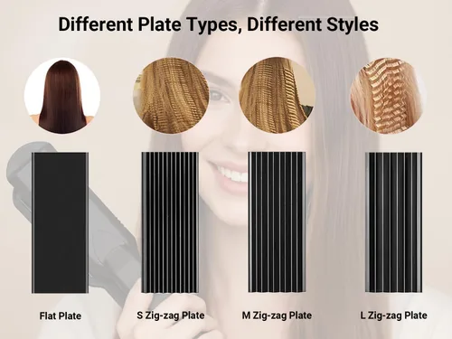 Miniatura 3 de Pulla Plancha y rizadora de pelo 4 en 1 de turmalina para peinar el cabello con temperatura ajustable, alta temperatura de 320 °F a 430 °F para todo