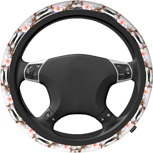 Miniatura 2 de Swono - Funda antideslizante para volante de conejito de Pascua, lindos conejos, mariposas, flores, rama a rayas, de neopreno, fundas para volante