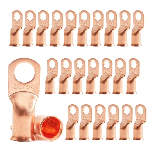 Miniatura 42 de 2/0 AWG 5/16" Stud (25 piezas), terminal de anillo de batería resistente, conectores de calibre 00, lengüetas de alambre de cobre 2/0, terminales