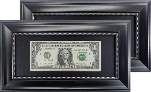 Miniatura 11 de GMFrames Marco de billetes de dólar de caoba con vidrio real de estera negra