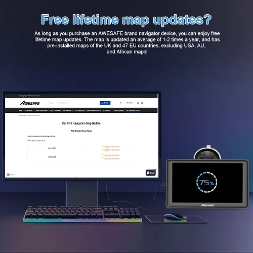 Miniatura 5 de AWESAFE Navegador GPS para automóvil, última pantalla táctil de 7 pulgadas, pantalla táctil de 7 pulgadas, sistema de navegación de recordatorio