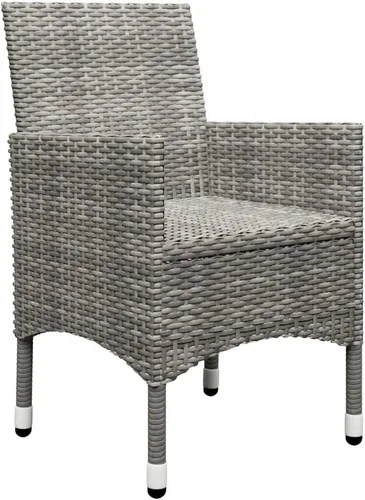 Miniatura 6 de Ensemble Bistro 3 Pièces Gris Extérieur avec Table en Verre Trempé, Polyrotin Résistant aux Intempéries et Design Pliable Pour Balcon Petit Jardin