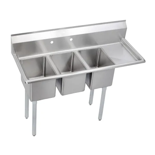 Miniatura 7 de Elkay Foodservice Fregadero de 3 compartimentos, 39 x 19.75 pulgadas OA, altura de trabajo de 36 pulgadas, cuenco de 10 x 14, 10 profundos
