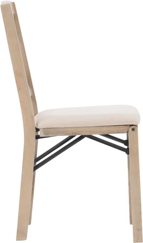 Miniatura 13 de Keira Silla plegable de madera gris lavado con asiento tapizado beige y respaldo clásico de madera X por Linon