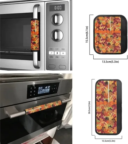 Miniatura 7 de 6 fundas para manija de puerta de refrigerador de Acción de Gracias, cubierta de manija de nevera de otoño, hoja de arce, protector de manija