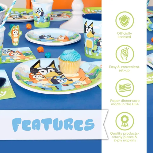 Miniatura 5 de Suministros de Fiesta de Cumpleaños de Bluey Único Sirve para 16 Invitados Decoraciones de Fiesta de Bluey Oficialmente Autorizadas - Bandera