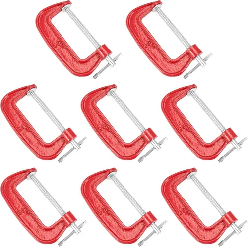 HOIGON Juego de 8 abrazaderas C de 3 pulgadas, juego de abrazaderas C de hierro fundido con apertura de mandíbula de 3 pulgadas, profundidad de Rojo