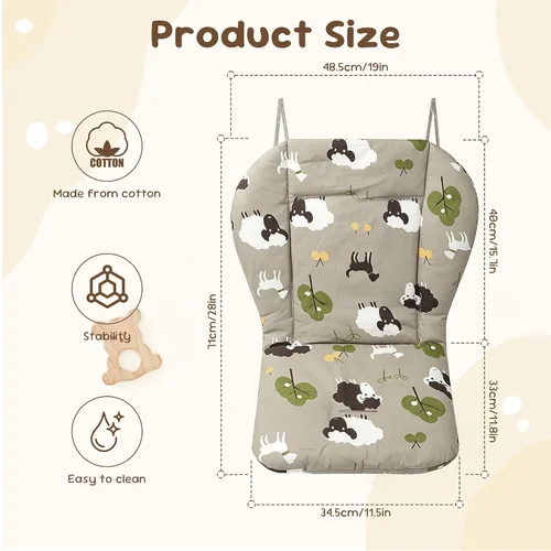 Miniatura 3 de Cojín para silla alta, cojín para silla de bebé, cojín de asiento de bebé, suave y cómodo, ligero y transpirable, hace que el bebé se sienta más