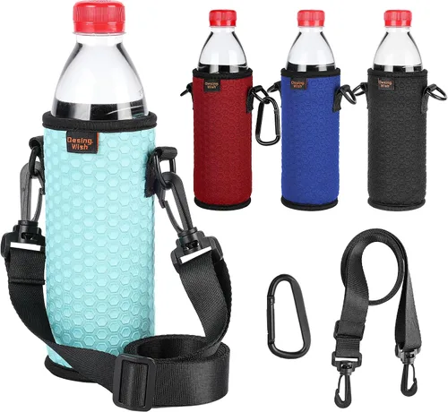 Miniatura 8 de Fundas aislantes portátiles de plástico de 16.9 onzas, fundas aislantes de 16, 17, 18 onzas, soporte para botellas/latas con correa para el hombro