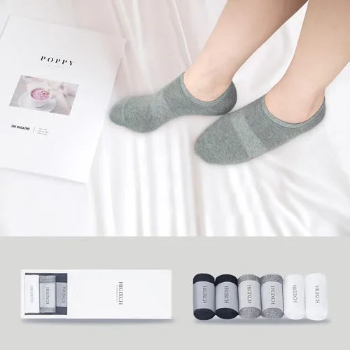 Miniatura 6 de Calcetines no Show para mujer, de corte bajo, forro invisible, antideslizantes, para barco, 6 pares