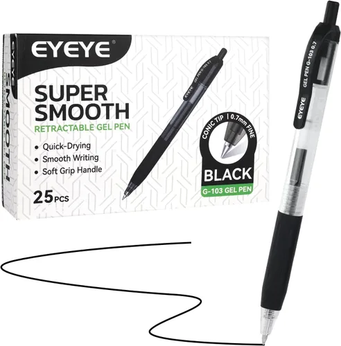 Miniatura 7 de EYEYE G-103 - Bolígrafos de gel retráctiles de 0.020 in, paquete de 25 bolígrafos de tinta de gel de punta extra fina, secado rápido, bolígrafo