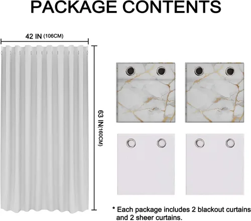 Miniatura 3 de Cortinas opacas de mármol blanco, modernas cortinas abstractas transparentes para sala de estar y dormitorio, diseño de cortina y gasa que puede