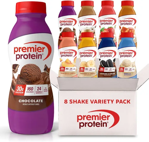 Premier Protein - Batido de proteína, paquete de variedad de 8 sabores, 30 gramos de proteína, sin azúcar añadida, 24 vitaminas y minerales para