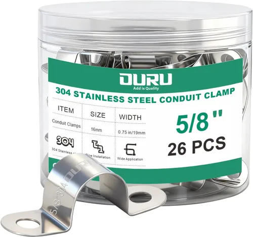 Miniatura 7 de OURU 30 abrazaderas de conducto de 1 pulgada de acero inoxidable 304, abrazadera de tubo de metal rígido en U, correa de tubo de 2 agujeros