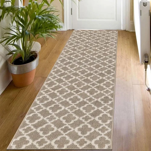 Miniatura 7 de U'Artlines Alfombra de pasillo larga para pasillo de 2 x 8 pies, antideslizante, alfombra de piso de cocina, patrón geométrico beige, lavable a