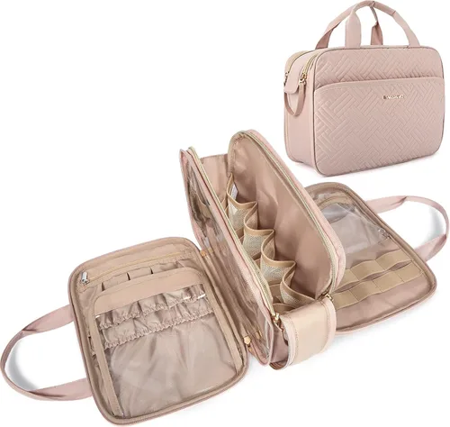 Miniatura 9 de BAGSMART Neceser grande, organizador de maquillaje de viaje, resistente al agua, bolsa de cosméticos para maquillaje, bolsa de viaje