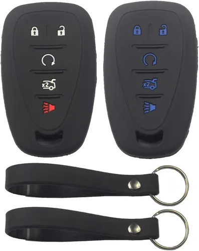 Miniatura 6 de 2 fundas de silicona de goma negra con 5 botones para llave inteligente, sin llave, compatible con Chevrolet Chevy Traverse Blazer Trailblazer