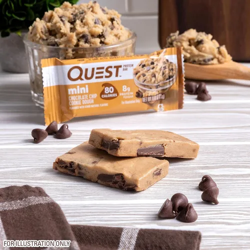 Miniatura 7 de Quest Nutrition Mini barras de proteína de masa de galletas con chispas de chocolate, 0.28 oz de proteína, 0.04 oz de azúcar, 0.07 oz