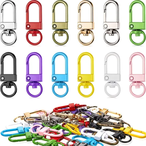 36 piezas de coloridos cierres de pinza de langosta de metal, cordones giratorios, correa de ganchos de gatillo con llaveros, accesorios de Colores