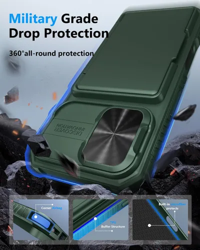 Miniatura 5 de ATATOO Funda tipo cartera para iPhone 16 con tarjetero (almacena 3-5 tarjetas) [bloqueo RFID] y funda deslizante para cámara, protección de grado