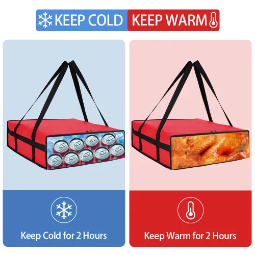 Miniatura 3 de Bolsa de entrega de pizza aislada para llevar caliente, calentador de transporte de 20 x 20 x 6 pulgadas, bolsa aislada para entrega de alimentos