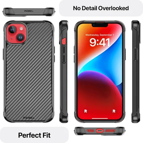 Miniatura 4 de REBEL Funda para iPhone 14 Plus [Serie de fibra de aramida Gen-4] Fuerte compatible con MagSafe, esquinas protectoras a prueba de golpes, botones